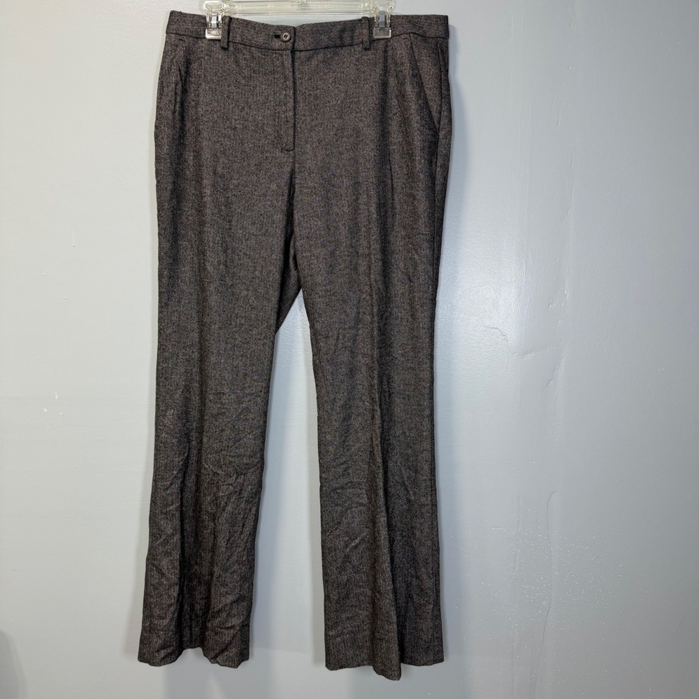 Talbots Raleigh Pants 12 Gray Herringbone Tweed Wool Blend Straight Leg Trousers